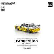 Pop Race 64-0361 1/64 Pandem Silvia S13 2020 D1 Lights Yellow/White