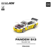 Pop Race 64-0361 1/64 Pandem Silvia S13 2020 D1 Lights Yellow/White
