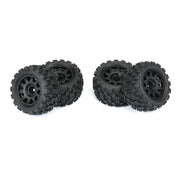 Proline 1024110 Badlands MX 1.85in All-Terrain Truck Tyres Mounted on Raid Black Wheels Grom