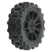 Proline PRO1024610 Badlands MX 1.9in Tyres mounted on Mach-10 Black Wheels 4pcs