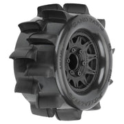 Proline PRO1024910 Sand Paw HP Belt 2.8in Sand Truck Tyres Mounted on Raid Black Wheels 2pcs
