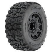 Proline Jaeger HP Belted 2.8in F/R Monster Truck Tyres Mounted on Black Raid Wheels 2pcs PRO1029910
