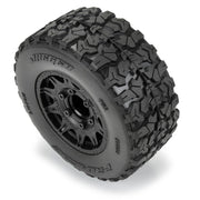 Proline 1029910 Jaeger HP Belted 2.8in F/R Monster Truck Tyres Mounted on Black Raid Wheels 2pcs
