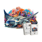 Puzzle Art Manta Ray Wooden 160pc Jigsaw Puzzle