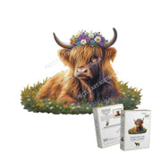 Puzzle Art Highland Cow Floral Crown Wooden 135pc Jigsaw Puzzle