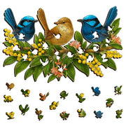 Puzzle Art Trio Of Wrens Wooden 80pc Jigsaw Puzzle