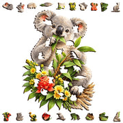 Puzzle Art Koala Blossoms and Bites Wooden 80pc Jigsaw Puzzle