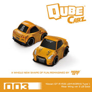Mini GT QZ00301-BL QubeCars Nissan GT-R R35 LB WORKS Type 1 Rear Wing ver 2 LB Gold