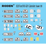 Roden 820 1/35 1941 Ford V8-G81 Cabriolet German Staff Car