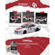 Tarmac Works 1/64 LB-KAIDO WORKS Nissan R32 Skyline Tarmac Model Car & Trading Cards Combo Set