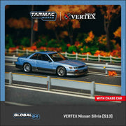 Tarmac Works 64G-025-PU 1/64 Vertex Nissan Silvia S13 Blue/Grey