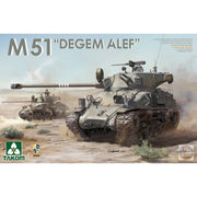 Takom 1/35 Sherman 2 in 1 Box M4A1(76W) VVSS Late Production + M51 "Degem Alef" + US Army 1/4 Ton Utility Truck & MP Figure Model Kit