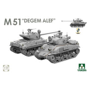 Takom 1/35 Sherman 2 in 1 Box M4A1(76W) VVSS Late Production + M51 "Degem Alef" + US Army 1/4 Ton Utility Truck & MP Figure Model Kit