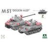 Takom 1/35 Sherman 2 in 1 Box M4A1(76W) VVSS Late Production + M51 "Degem Alef" + US Army 1/4 Ton Utility Truck & MP Figure Model Kit
