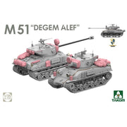 Takom 1/35 Sherman 2 in 1 Box M4A1(76W) VVSS Late Production + M51 "Degem Alef" + US Army 1/4 Ton Utility Truck & MP Figure Model Kit