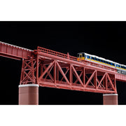 Tomix 3266 N Single Truss Iron Bridge 280mm Red w/bridge support (2)