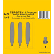 CMK 1/48 Grumman TBF-3/TBM-3 Avenger Paddle Blade Propeller Correction Set