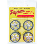 Pegasus 1/24 Irok's Rims with Tires Chrome for Scale Models