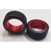 Pegasus 1/24 Sleeves 23 Inch Stepped Aluminium Polished Red with Tire for Scale Models