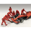 American Dioramas 38382 1/43 Red F1 Pit Crew Figures 7pc Set (Car Not Included)