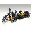 American Dioramas 38384 1/43 Blue F1 Pit Crew Figures 7pc Set (Car Not Included)