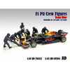 American Dioramas 38384 1/43 Blue F1 Pit Crew Figures 7pc Set (Car Not Included)