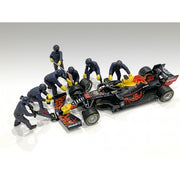American Dioramas 76552 1/18 Blue F1 Pit Crew Figures 7pcs Set (Car Not Included)