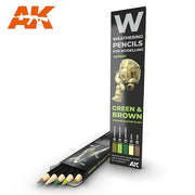 AK Interactive AK10040 Weathering Pencil Set Green & Brown Camouflages 5 Pack