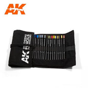 AK Interactive 10048 Weathering Pencils Full Range Cloth Case