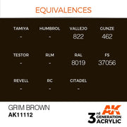 AK Interactive AK11112 Grim Brown Acrylic Paint 17ml (3rd Generation)