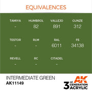 AK Interactive AK11149 Intermediate Green Acrylic Paint 17ml (3rd Generation)