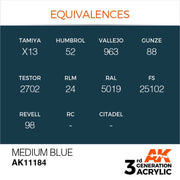 AK Interactive AK11184 Medium Blue Acrylic Paint 17ml (3rd Generation)