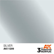 AK Interactive AK11209 Metallic Silver Acrylic Paint 17ml (3rd Generation)