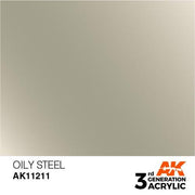 AK Interactive AK11211 Metallic Oily Steel Acrylic Paint 17ml (3rd Generation)