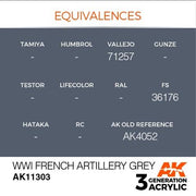 AK Interactive AK11303 AFV Series WWI French Artillery Grey Acrylic Paint 17ml 3rd Generation