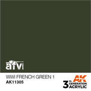 AK Interactive AK11305 AFV Series WWI French Green 1 Acrylic Paint 17ml 3rd Generation