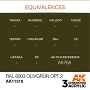 AK Interactive AK11310 AFV Series RAL 6003 Olivgrun Opt.2 Acrylic Paint 17ml 3rd Generation