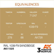 AK Interactive AK11325 AFV Series RAL 1039 F9 Sandbeige Acrylic Paint 17ml 3rd Generation