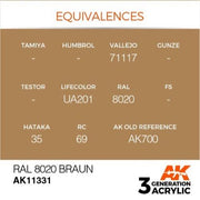 AK Interactive AK11331 AFV Series RAL 8020 Braun Acrylic Paint 17ml 3rd Generation