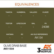 AK Interactive AK11334 Olive Drab Base Acrylic Paint 17ml 3rd Generation