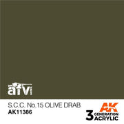 AK Interactive AK11386 S.C.C. No.15 Olive Drab Acrylic Paint 17ml 3rd Generation