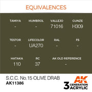 AK Interactive AK11386 S.C.C. No.15 Olive Drab Acrylic Paint 17ml 3rd Generation