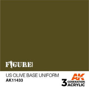 AK Interactive AK11433 US Olive Base Uniform Acrylic Paint 17ml 3rd Generation