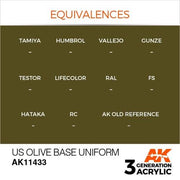 AK Interactive AK11433 US Olive Base Uniform Acrylic Paint 17ml 3rd Generation