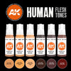 AK Interactive AK11603 Human Flesh Tones 3rd Generation Acrylic Paint Set