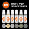 AK Interactive 11614 Grey for Spaceships Set Acrylic 3rd Generation Paint Set
