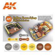 AK Interactive AK11684 AFV Series Grey Yellow Brown Interiors Acrylic Paint Set (3rd Generation)