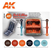 AK Interactive AK11685 AFV Series Red And Blue Interior Colors Acrylic Paint Set (3rd Generation)