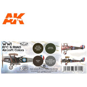 AK Interactive AK11711 Air Series WWI RFC & RNAS British Aircraft Colors Acrylic Paint Set (3rd Generation)