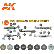 AK Interactive AK11717 Air Series WWII Luftwaffe Mid-War Colors Acrylic Paint Set (3rd Generation)